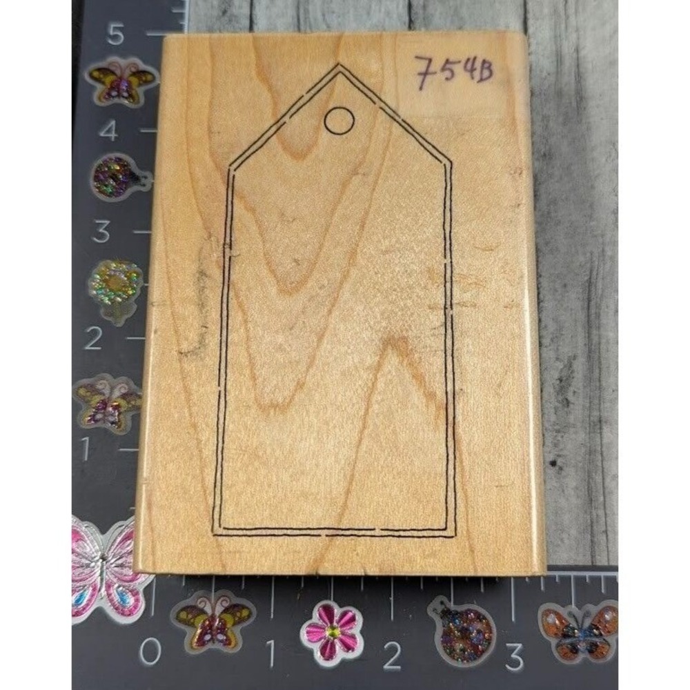 JRL Design Blank Tall Tag Gift U188 Rubber Stamp Wood #F77